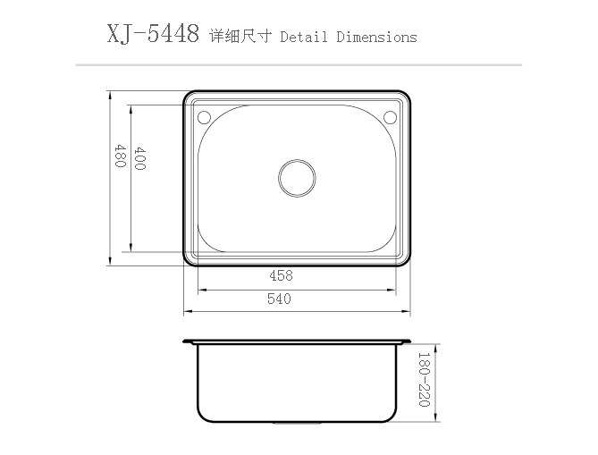 size of sink