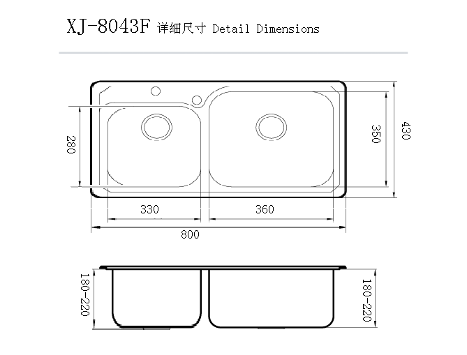 size of sink